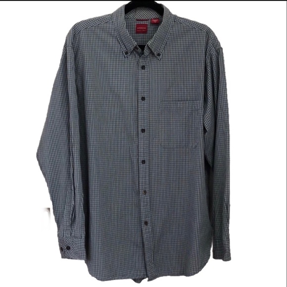 Arrow black and gray plaid button down shirt size large - Picture 1 of 10